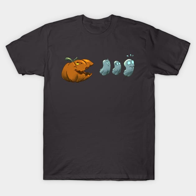 Halloween Pumpkin eating ghosts T-Shirt by Carlos CD